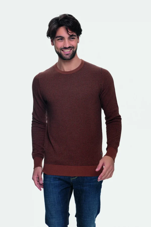 Girocollo lavorazione a quadretti lana/cotone – UTA4610