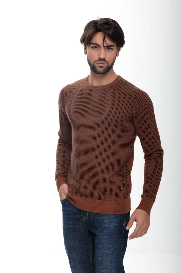 Girocollo lavorazione a quadretti lana/cotone – UTA4610