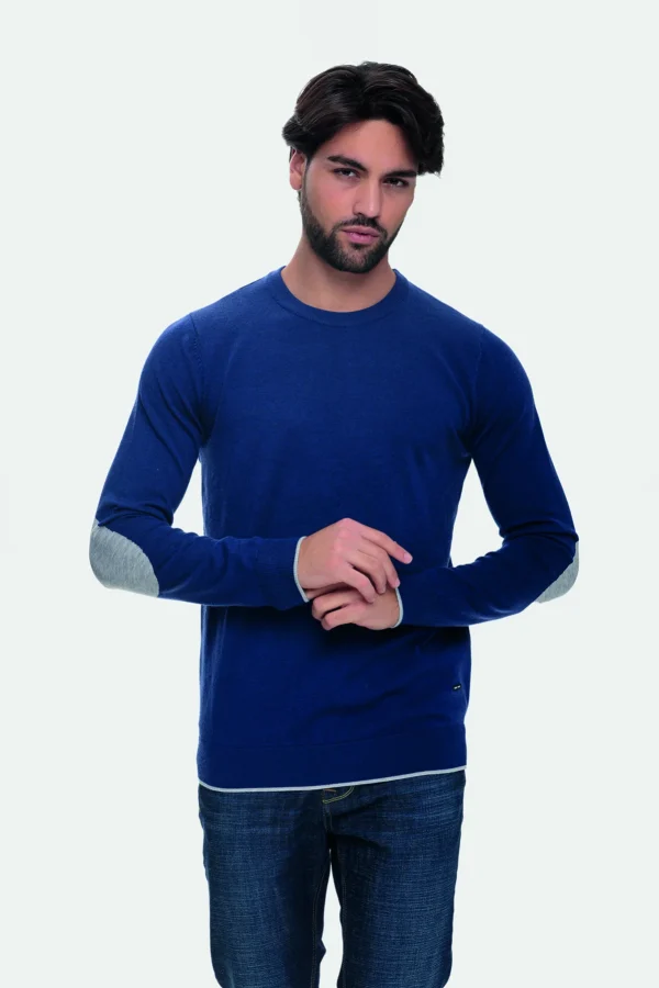 Girocollo con toppa a contrasto merinos – UTA4638