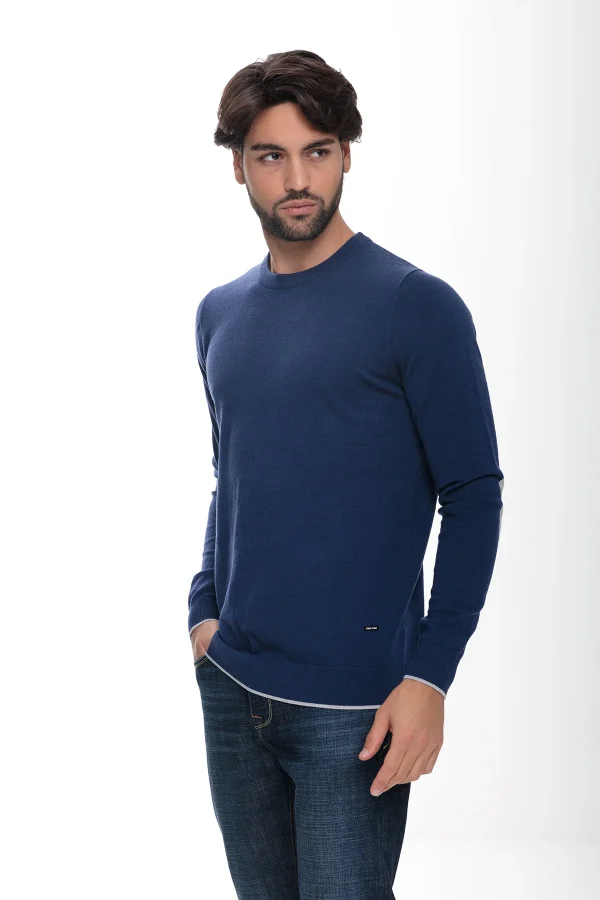 Girocollo con toppa a contrasto merinos – UTA4638