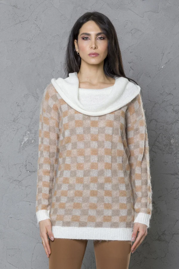 Maxipull collo ciambella quadro mohair – DTA5948