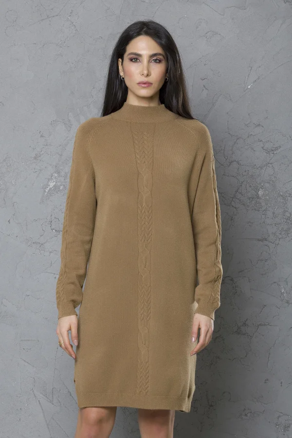 Vestito collo vulcano treccia avanti/maniche – DTA6046