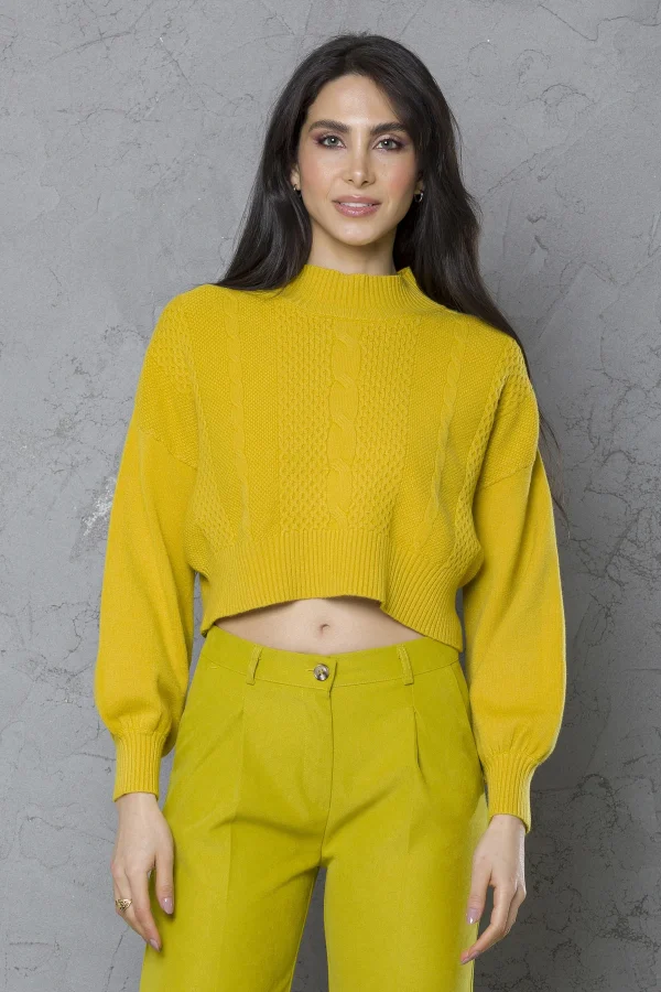 Lupetto corto a scatola c/treccia e rombi – DTA6060