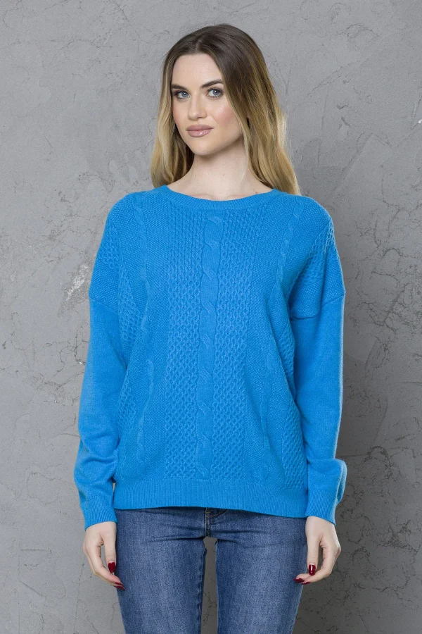 Girocollo ampio c/treccia e rombi – DTA6062