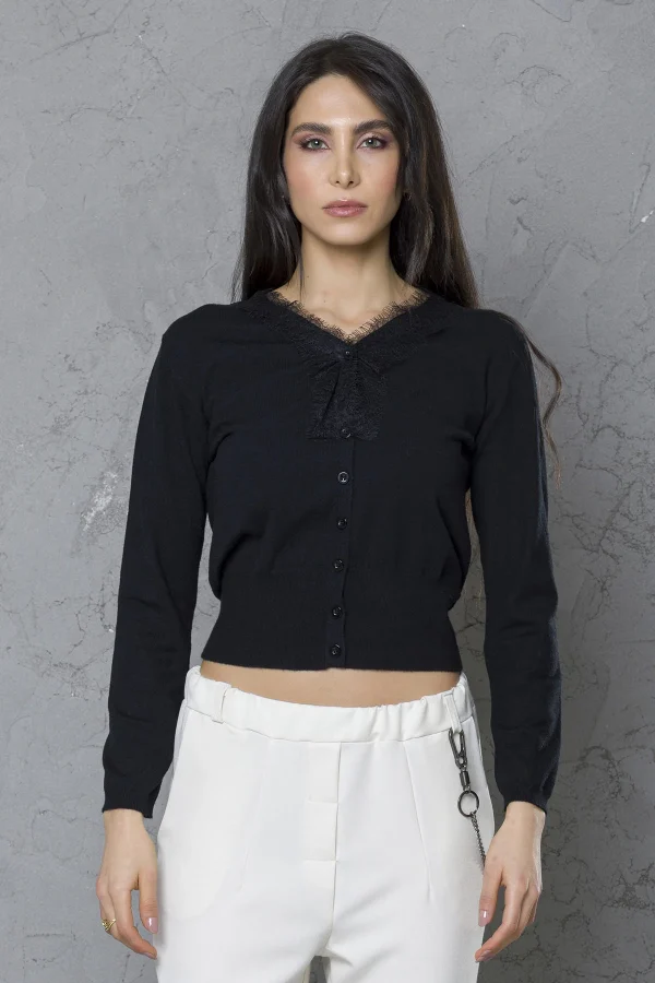 Cardigan a V con pizzo – DTA6081