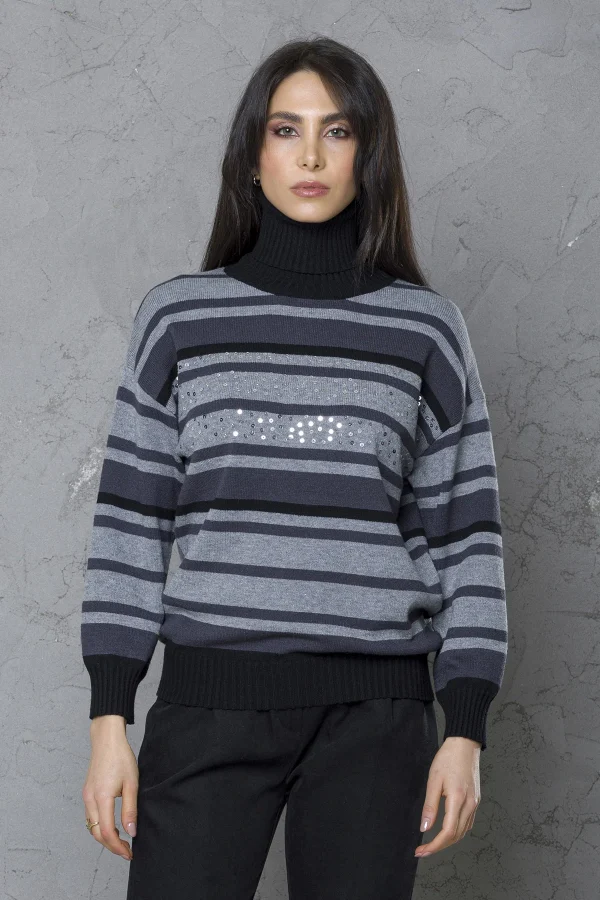 Dolcevita c/righe e paillettes – DTA6089