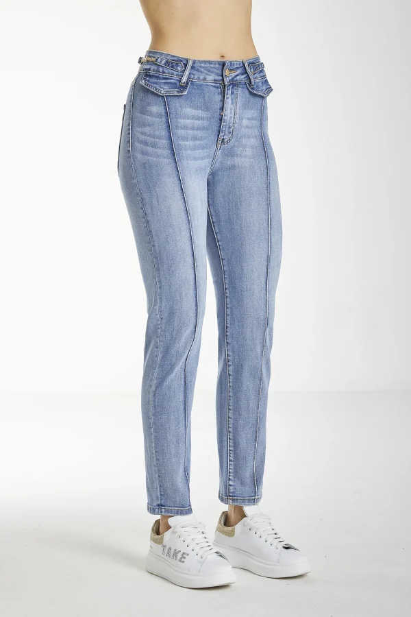 SHYLLI-Denim high waist slim lav.medio c/catena – DKE5835