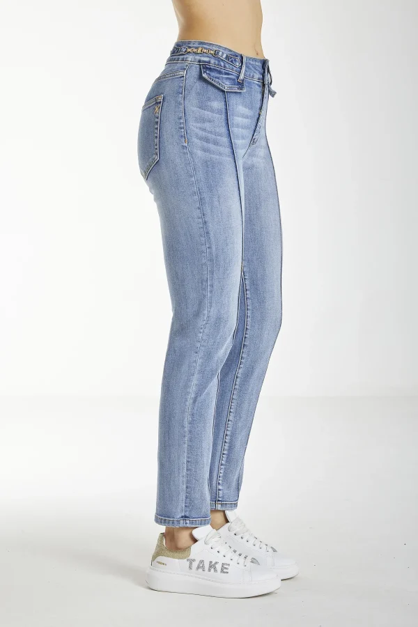 SHYLLI-Denim high waist slim lav.medio c/catena – DKE5835