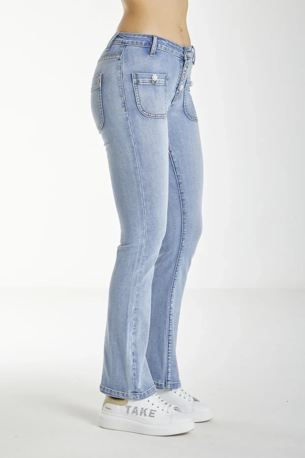 CLIO-Denim flare med. waist pocket-bottoni-lav.chi – DKE5836