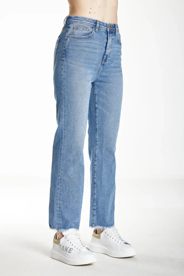 MANDY-Denim straight high waist l.chiaro sfrang. – DKE5900