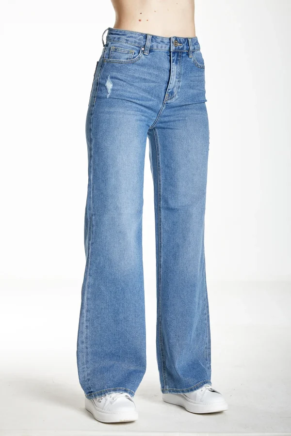 DOLL – Denim Flare high waist l.chiaro c/rotture – DKE5902
