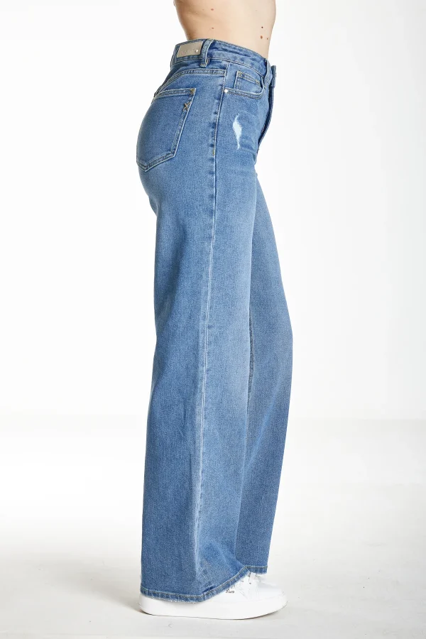 DOLL – Denim Flare high waist l.chiaro c/rotture – DKE5902