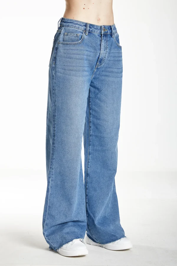 MARY- Denim wide cropped straight lav.medio/scuro – DKE5906