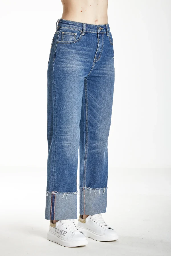 YARA-Denim relaxed fit low crotch sfrangiato – DKE5909