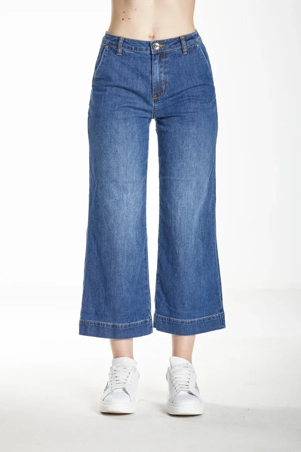EMMA – Denim Wide leg high waist lav.scuro 7oz – DKE5916