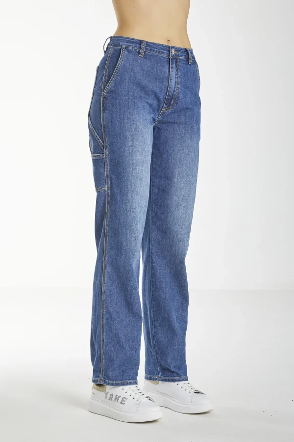 RIHANNA- Denim regular h.waist work l.scuro 7oz – DKE5917
