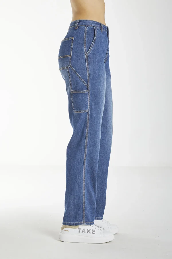 RIHANNA- Denim regular h.waist work l.scuro 7oz – DKE5917