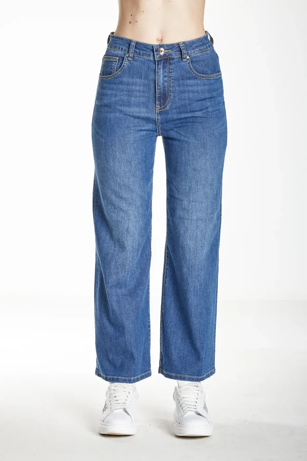 ELISA-Denim Wide flare h.waist l.medio scuro 7oz – DKE5918