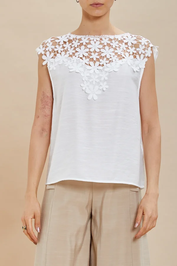 BLUSA c/inserti fiori – DKE6101