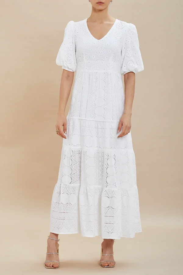 Abito lungo scollo a V sangallo – DKE6121