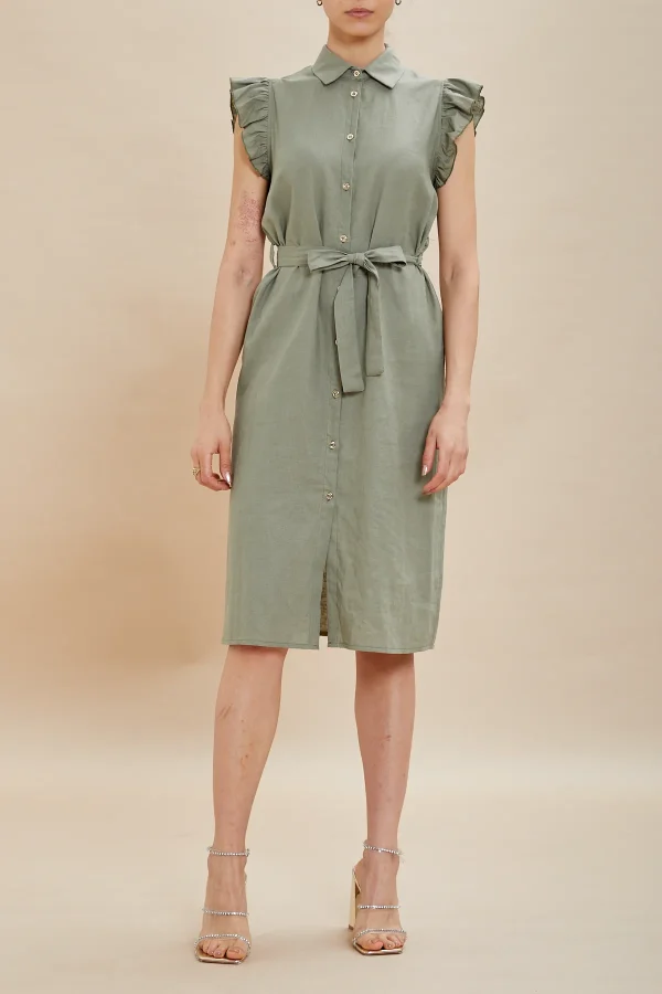 VESTITO lino/viscosa smanicato c/rouge – DKE6749