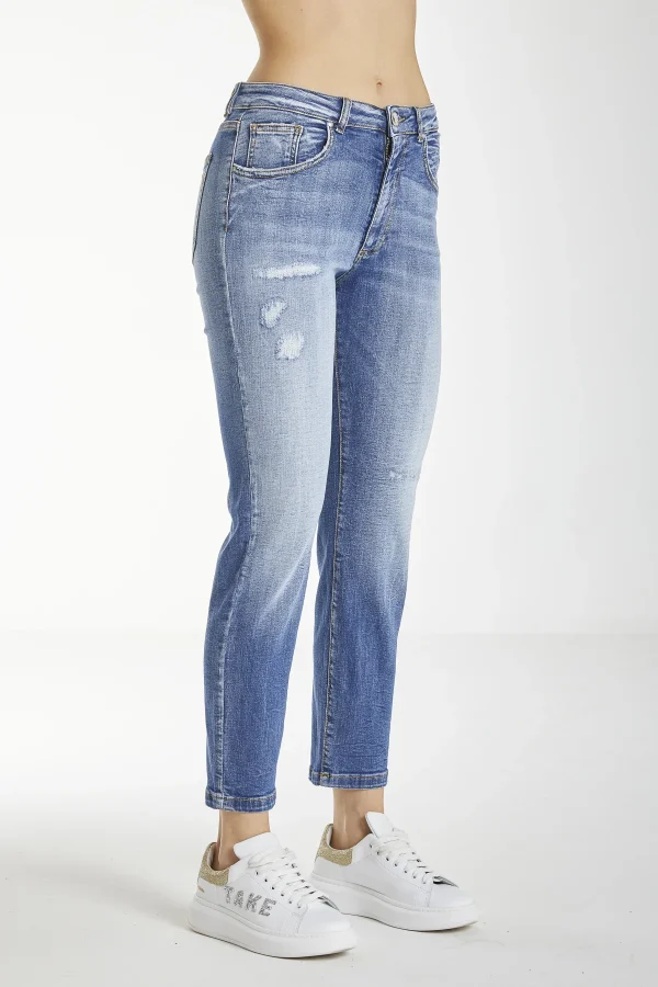 ROSE-Denim regular high waist lav.medio c/rotture wiser  – DKE7112