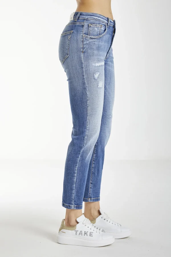 ROSE-Denim regular high waist lav.medio c/rotture wiser  – DKE7112