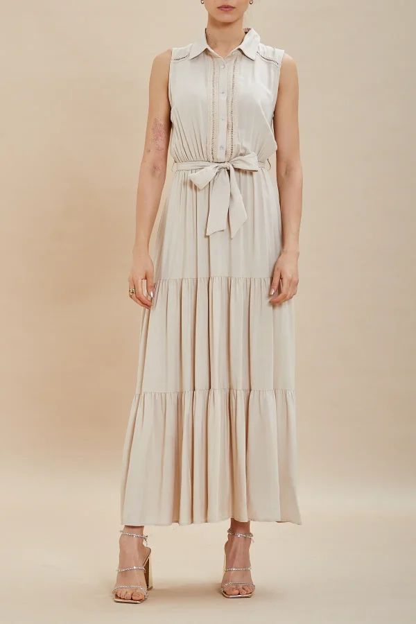 Abito lungo smanicato c/passamaneria – DKE7806