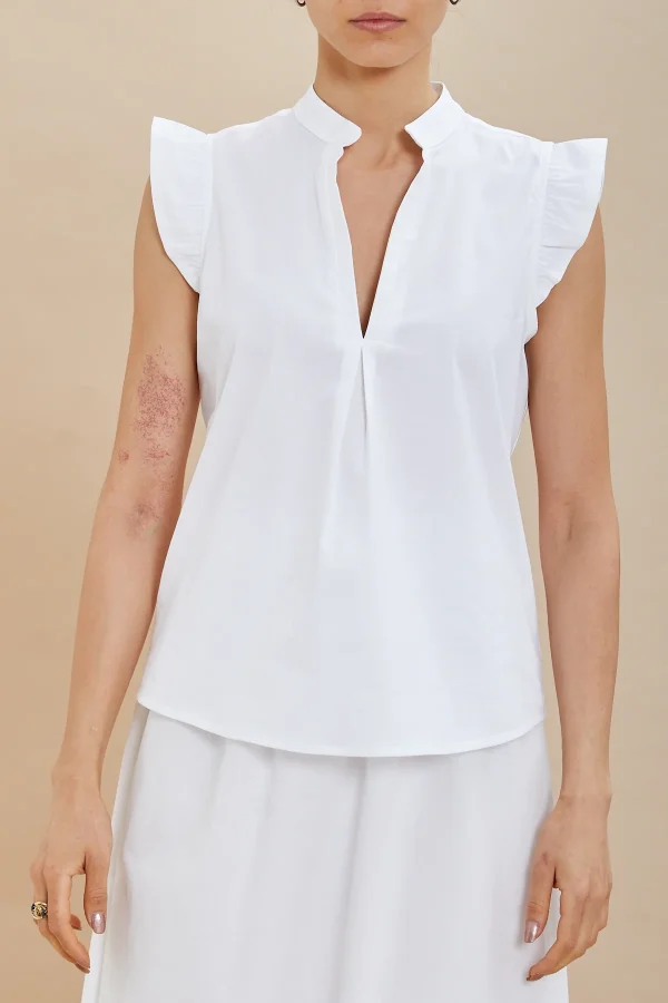 Blusa smanicata con rouge popeline – DKE7822