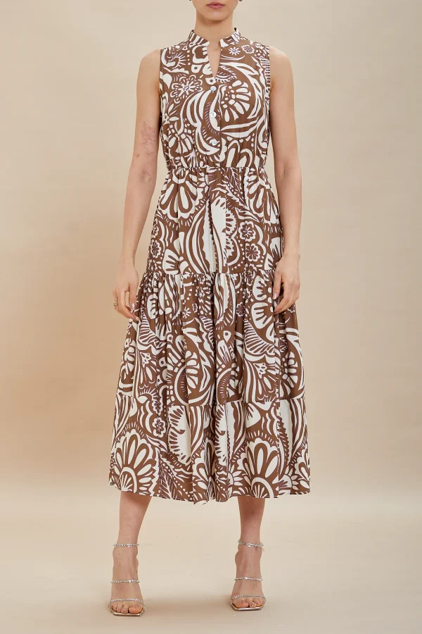 Abito lungo smanicato pop.st.macrofiore – DKE7849