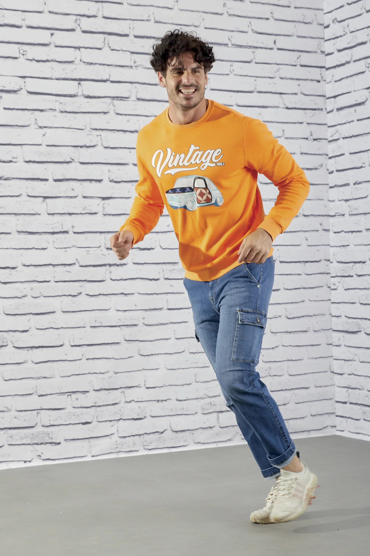 ENRIK- Denim cargo largo lav.medio/scuro - UKE5626