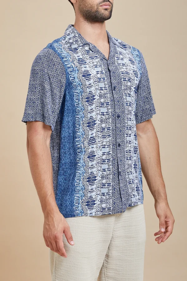 CAMICIA collo bowling viscosa stamp. MM – UKE5815