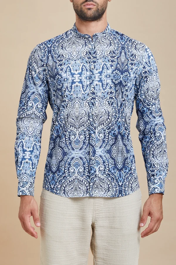 CAMICIA collo coreana tess.cotone stamp.ML – UKE5817