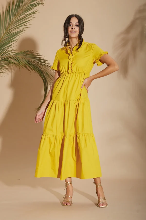 vestito lungo c/collo coreana e rouge – DKE6104