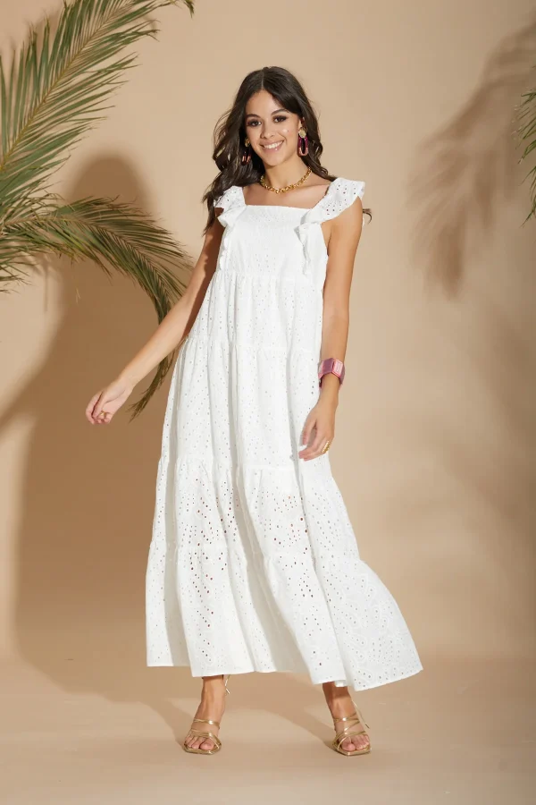 vestito lungo scollo quadrato c/rouge sangallo – DKE6114