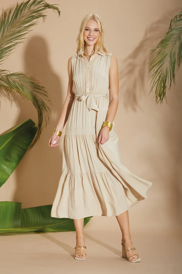 Abito lungo smanicato c/passamaneria – DKE7806