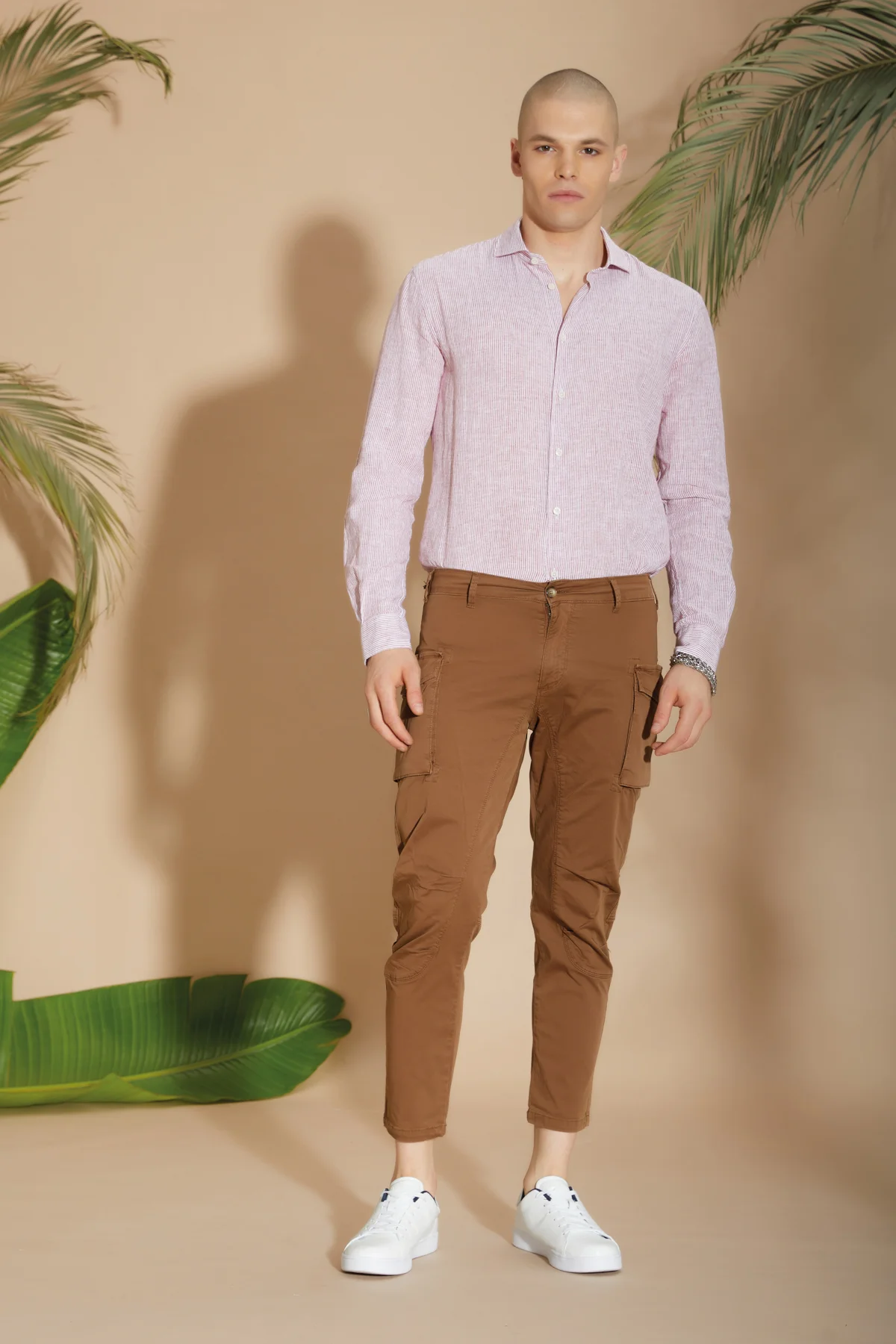 CAMICIA collo franc.Tess.Lino/Cot. a righe ML - UKE5808