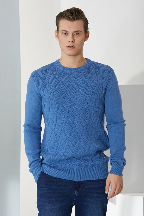 girocollo lavorazione losanghe gauge 7 lana/cotone – UTA6416