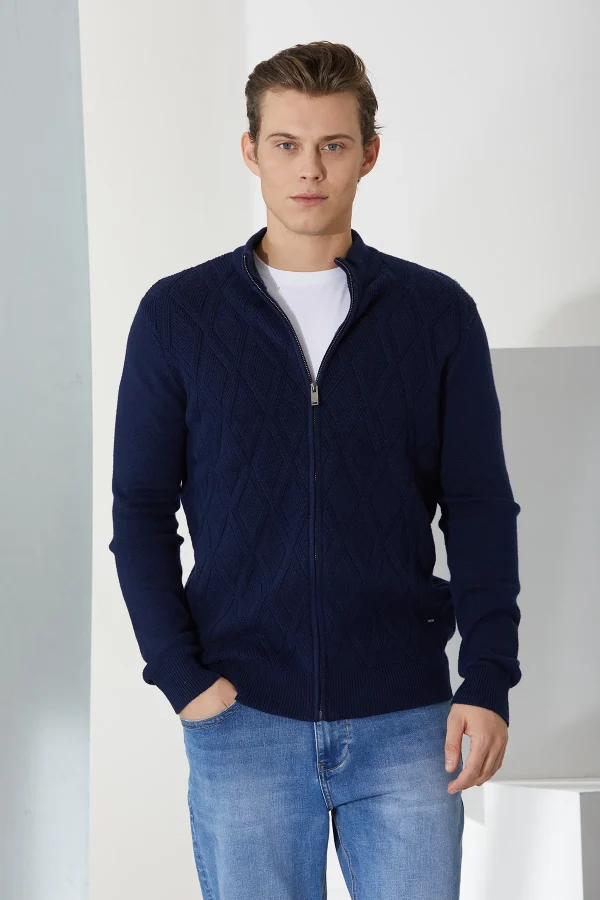 cardigan lavorazione losanghe gauge 7 lana/cotone – UTA6417