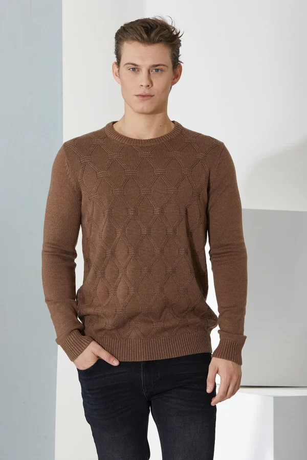 girocollo disegno rombo e nodo merinos gauge 7 – UTA6422