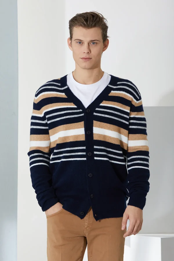 cardigan a righe mano cachemire – UTA6451