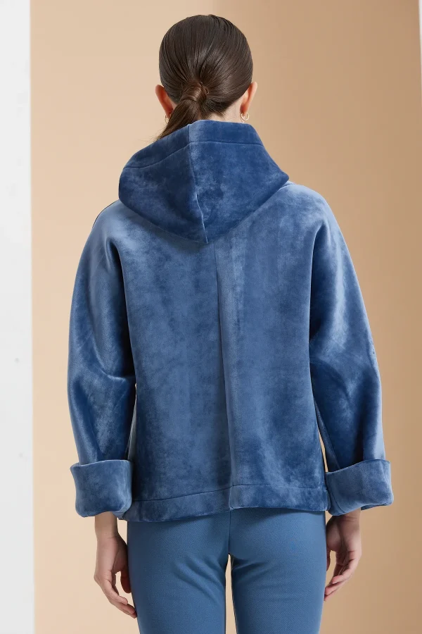 giubbotto velvet capuccio marsupio – DTA8593