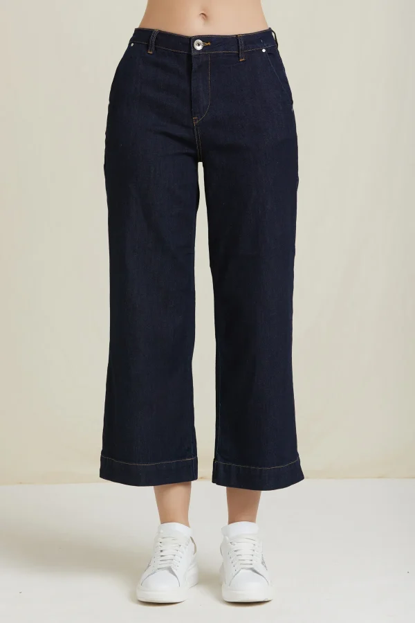 EMMA-DENIM WIDE LEG CROP LAVAGGIO SCURO 70Z – DKE8202