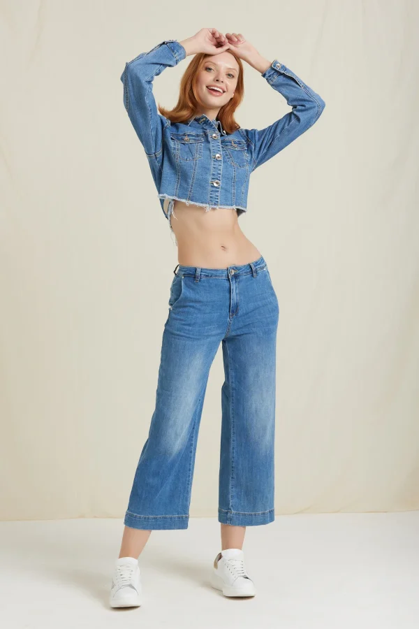 EMMA-DENIM WIDE LEG CROP LAVAGGIO CHIARO 70Z – DKE8203