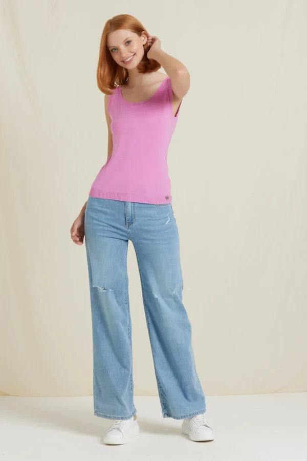 ELISA-DENIM WIDE LEG LAVAGGIO CHIARO 7OZ – DKE8205