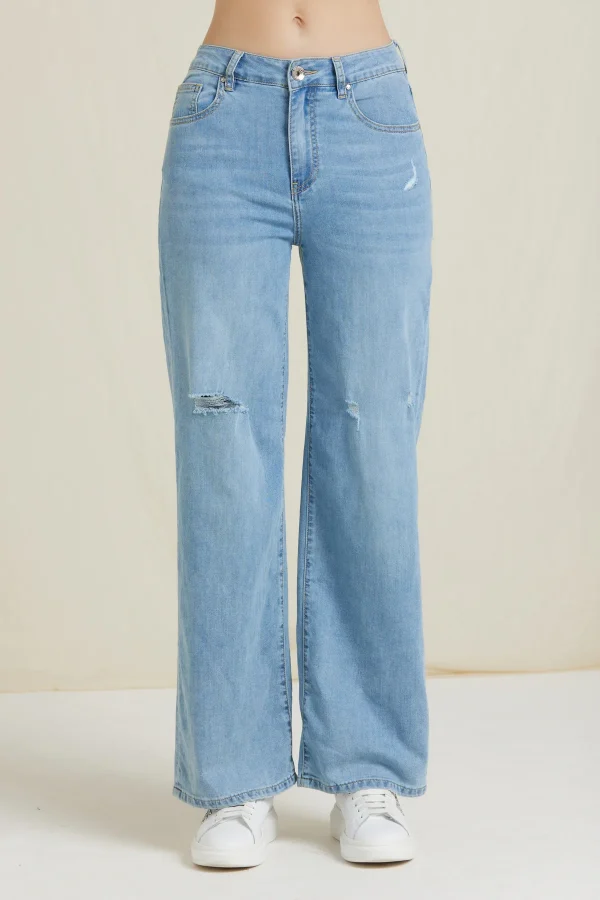 ELISA-DENIM WIDE LEG LAVAGGIO CHIARO 7OZ – DKE8205