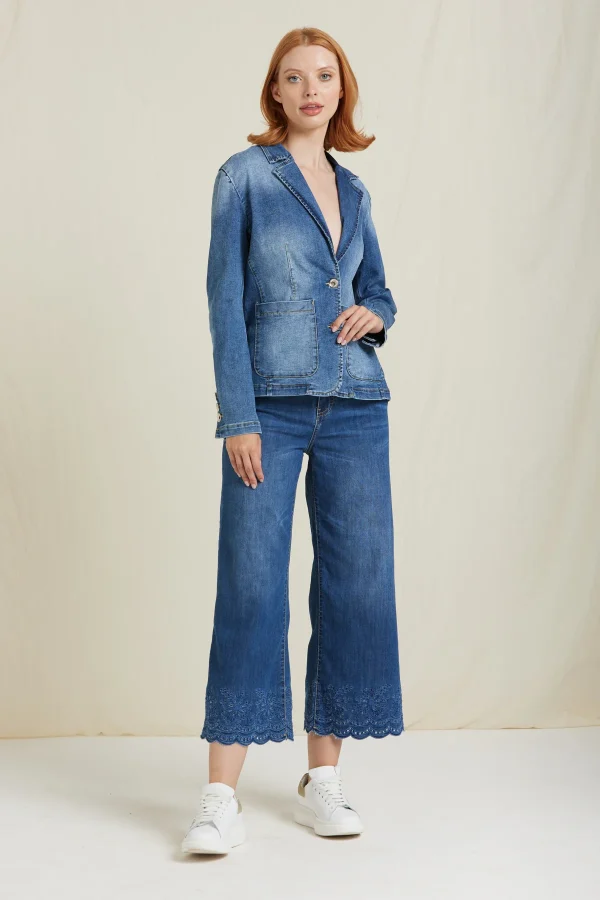 FLORY-DENIM FLARE CON RICAMO FONDO – DKE8240