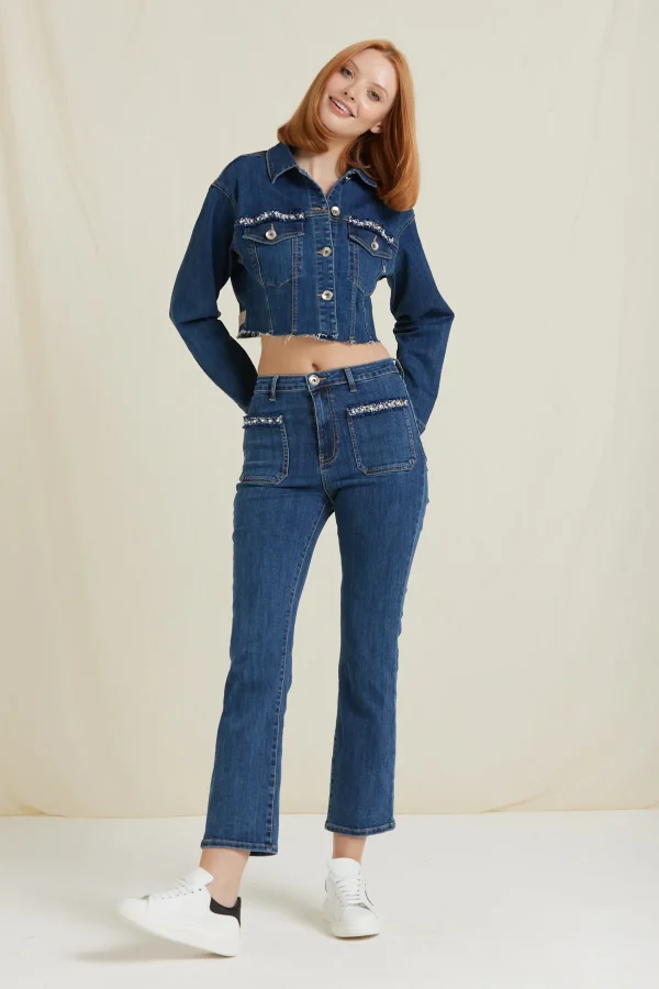 LENA-DENIM FLARE APPLICAZIONI TASCHE – DKE8261