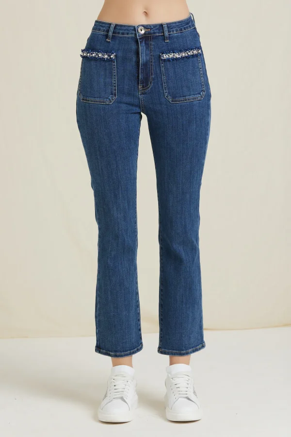 LENA-DENIM FLARE APPLICAZIONI TASCHE – DKE8261