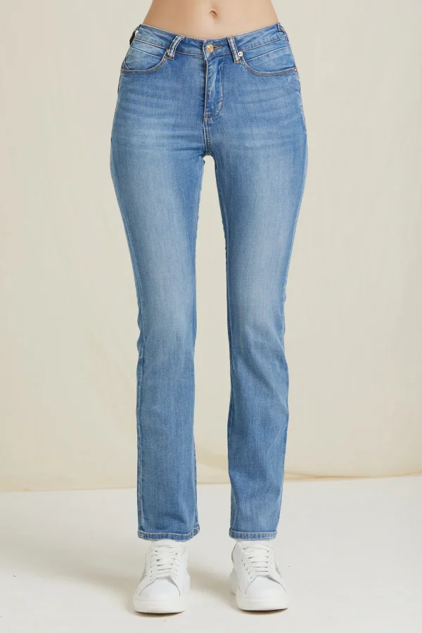 LAYRA-DENIM FLARE LAVAGGIO CHIARO 7OZ – DKE8302